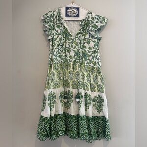 CELINA MOON Green and White Floral Sundress
